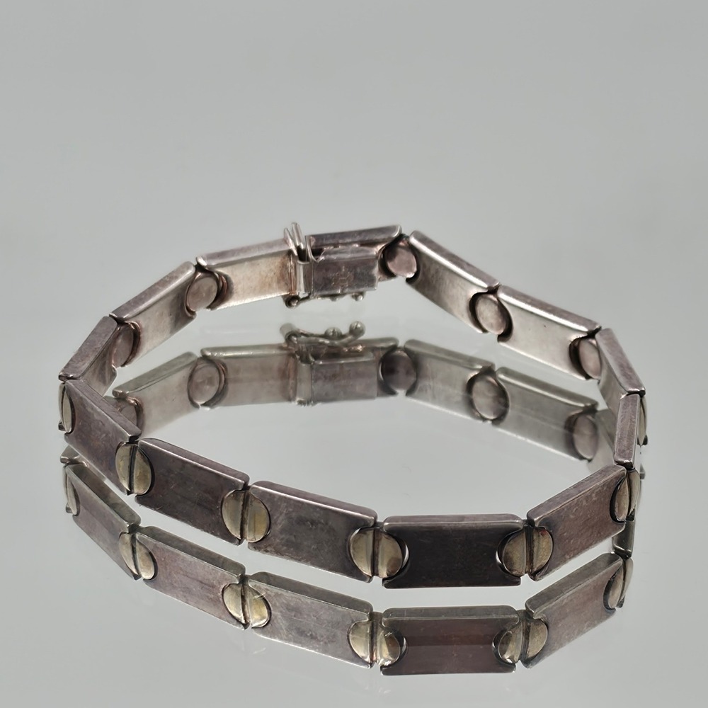 Milor Link Bracelet Womens 7.5" Silver Good Italian 925 Sterling Bar Link